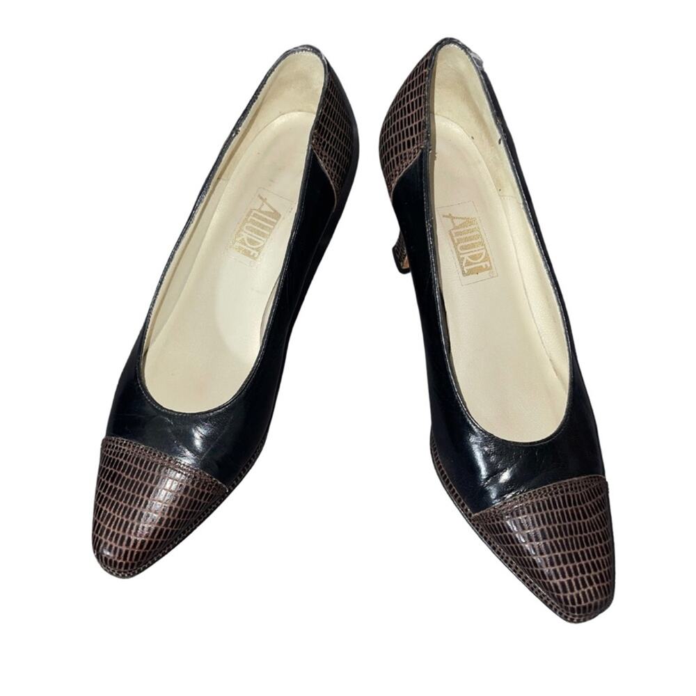 Allure Vintage heels pumps lizard print Size 6.5 Career Office Casual 90s Preppy